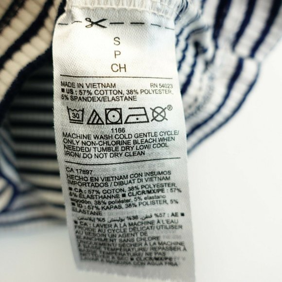 OLD NAVY Women's Navy Blue White Top Blouse SMALL Stretch Striped Short Sleeve - Picture 8 of 8